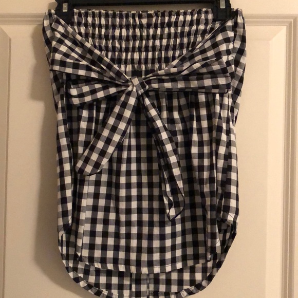 Checkered Black & White Strapless Top - Picture 5 of 5